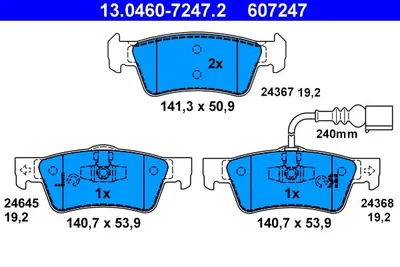 Image de ATE Plaquettes de frein avec contact d'avertissement 13.0460-7247.2
