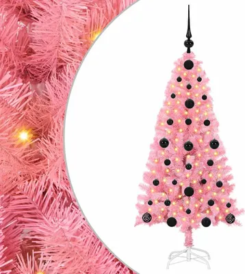 Image de vidaXL Arbre de Noël avec 150 LEDs avec support Rose 120 cm PVC