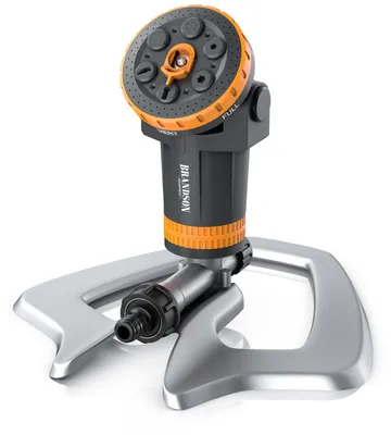 Produktbild von Brandson Flächenregner, Vielflächenregner, Sprühregner, Garten Sprinkler, 360° Rasensprenger, 6 Sprühmuster, 5 bar, für Flächen bis 200 m², einstellbare Sprühhöhe, Schnellanschlussadapter