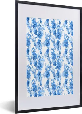 Produktbild von MuchoWow® MuchoWow® Gerahmtes Poster Blumen - Blau - Hortensie 40x60 cm - Poster mit zchwarzem Bilderrahmen - Poster in Rahmen