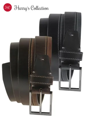Produktbild von Harrys-Collection Herren Büffelleder Gürtel, dunkelbraun, W 115 = L 129