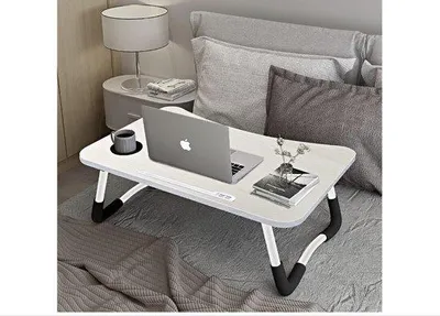 Image de Tablette pliable pour ordinateur portable avec 4 ports USB et support pour tablette, 60 x 40 cm, blanche