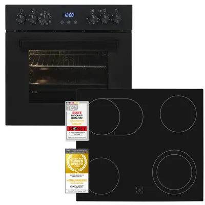 Produktbild von EHE367-HBZ-120 mattschwarz Einbauherd-Set – Energieklasse A, perfekte Passform & modernes Design für Ihre Küche (59,5 x 59,5 cm)