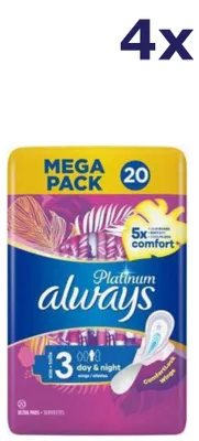 Produktbild von 4x Always Platinum Größe 3 Tag & Nacht 20 Binden