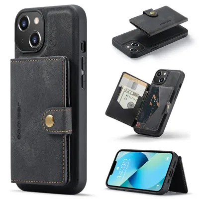 Image de Étui König Design compatible avec l'iPhone 14 d'Apple - Étui en similicuir noir