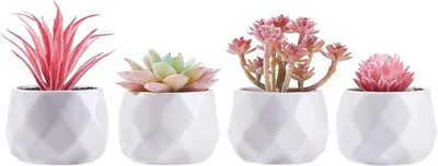 Zdjęcie produktu dla Zestaw sztucznych sukulentów, mini sukulent, różowy, doniczka ceramiczna, do sypialni