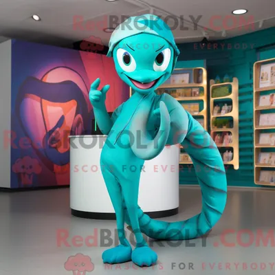 Obrázok produktu pre Maskot spoločnosti REDBROKOLY, postavička Teal Snake, oblečená v legínach a šatách
