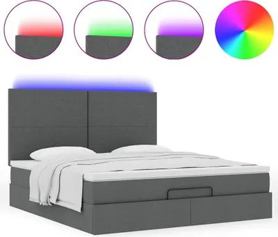 Produktbild von Ottoman-Bett mit Matratze & LEDs Dunkelgrau 160x200 cm Stoff