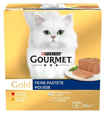 Produktbild von GOURMET Gold Mousse 8 x 85 g, Adult, Rind, Leber, Thunfisch, Truthahn, 85 g