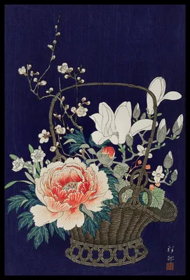 Produktbild von Plakat 40x60cm Bambus Blumenkorb, Japanische Vintage Koson für das Wohnzimmer