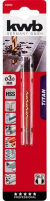 Produktbild von kwb Titan HSS Metallbohrer Ø 3 mm mit speziellem Spitzenanschliff, langer Standz
