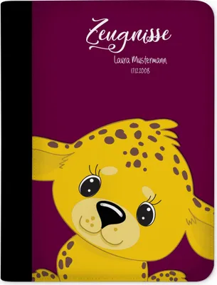 Produktbild von Zeugnismappe, Dokumentenmappe, Ordner A4, Leopard Brombeere