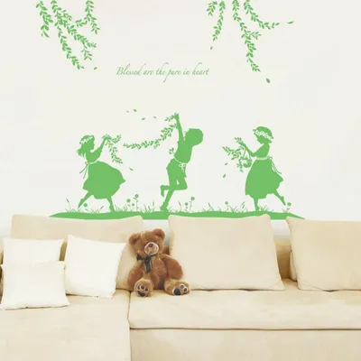 Image de Autocollants muraux, films adhésifs décoratifs, enfants jouant dans la nature