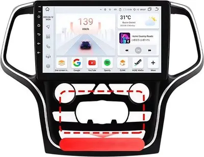 Immagine prodotto di Autoradio con Bluetooth e CarPlay per Jeep Grand Cherokee WK2 (2014-2022) - Compatibile con Apple e Android - Impianto stereo - Sistema di navigazione - 4 GB di RAM, 32 GB di memoria interna