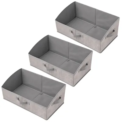 Aufbewahrungskorb 3er Set, faltbare Stoffbox, 50x28,5x20 cm