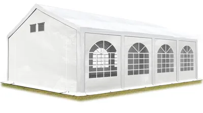 Zdjęcie produktu dla Namiot imprezowy Marquee 4x8 m w kolorze białym Profesjonalna plandeka PE 550 N Wodoodporna ochrona UV z GROUND FRAME