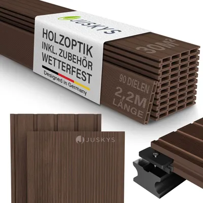 Produktbild von JUSKYS® WPC Terrassendielen 30 m², inkl. Unterkonstruktion & Clips – Braun