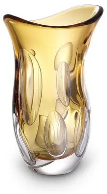 Produktbild von Casa Padrino Luxus Deko Glasvase Orange 20 x 13 x H. 30 cm - Elegante Blumenvase aus mundgeblasenem Glas - Deko Accessoires