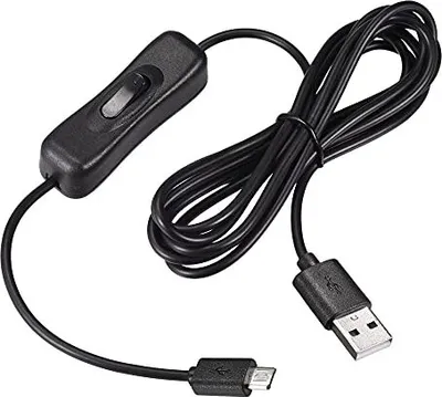 Imagen del producto de Cable USB con interruptor de encendido/apagado, conector macho, extensión de 2 metros, color negro, lámpara de escritorio LED