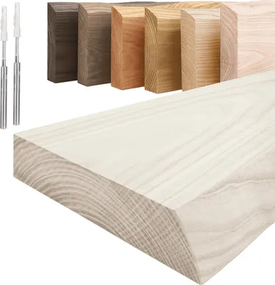 Produktbild von Lamo Manufaktur Wandregal Holz Baumkante | Regal Farbe: Weiß | Invisible: Schweberegal | 160 cm
