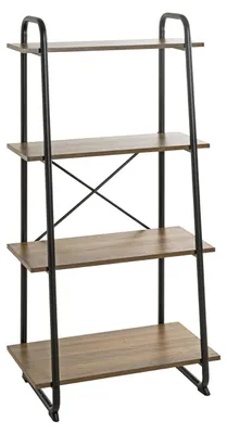 Standregal mit 4 Böden, schwarz/Eiche, 60x128x36 cm