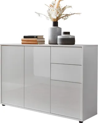 Produktbild von Sideboard / Kommode BEN 10 in weiß / weiß Hochglanz, grifflos, Push-to-open, (BxHxT) 106x73x33 cm