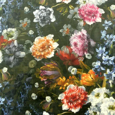 Produktbild von Samtstoff Meterware Dekostoff Italian Velvet Samt Blumen bunt 1,45m