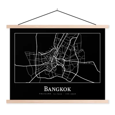 Obrázok produktu pre MuchoWow® Textilný plagát - Bangkok - Mapa - Mapa mesta - 60x45cm - S hnedými lamelami