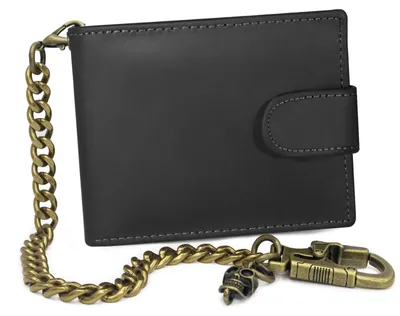 Imagen del producto de Billetera plegable para hombre con llavero, de cuero genuino