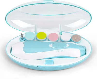 Productafbeelding van Elektrische Baby Nagelknipper - Baby Nageltrimmer Vijl - Babyverzorging Thuis - Met LED Verlichting - 6 Slijpkoppen - Blauw