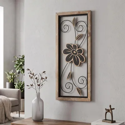 Immagine prodotto di Pannello murale Koman di Mauro Ferretti, dimensioni 26x2,5x60 cm, colore marrone e nero
