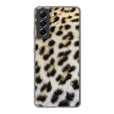 Produktbild von MuchoWow® Handyhülle Schutzhülle Hülle für Samsung Galaxy S21 FE Nahaufnahme Mantel Leopard Silikon Softcase Handy Hülle - Mobiltelefonhülle