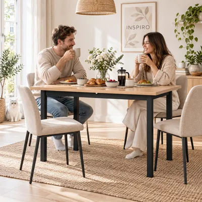 INSPIRO Esstisch im Esszimmer – Platz für gemeinsame Mahlzeiten, KI-generiertes Bild