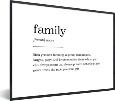 Produktbild von MuchoWow® Gerahmtes Poster Zitate - Wörterbuch - Familie - Sprichwörter 40x30 cm - Poster mit Schwarzem Bilderrahmen Wandposter Rahmen Foto Bilder - Kunstposter - Wanddekorationen