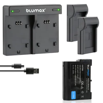 Produktbild von 1x Akku + Lader für Nikon EN-EL15 A/B/C Z5 Z6 Z7 II D7500  2000 mAh (7,0V)