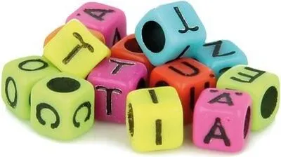 Produktbild von 300 quadratische Alphabetperlen 6 mm - Neonfarben