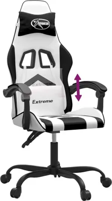 Image de vidaXL Chaise de jeu blanc et noir similicuir