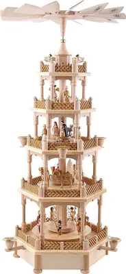 Immagine prodotto di Piramide da tavolo Presepe a 4 piani naturale con meccanismo musicale Altezza= 70cm NUOVO