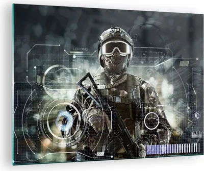 Produktbild von Bilder auf glas - Soldat Gewehr - 70x50cm - Glasbilder - Wandbilder - Bilder - Kunstdruck - zum Aufhängen bereit - Wanddekoration aus Glas - Glas Bilder - Wandbild auf Glas - Einteilig - GAA70x50-4071