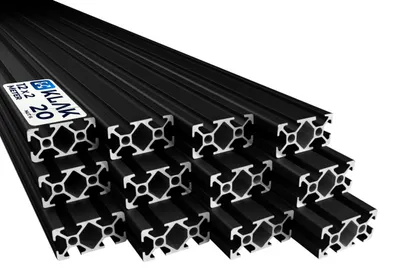 Produktbild von KLAK 20/40 - Aluprofil 12 Stück 20x40mm 2m System-, Montage-, Konstruktionsprofil Nut 6 schwarz