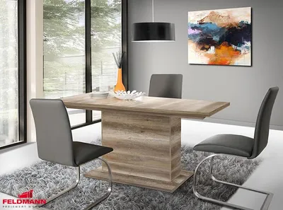 Image de Table à manger / table de cuisine en chêne vieilli, à rallonges, 160-200 cm
