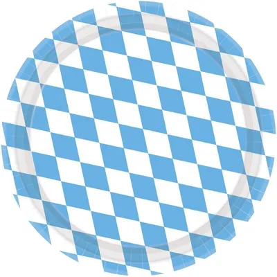 Immagine prodotto di 8 piatti di carta bavaresi da 23 cm bianco-blu