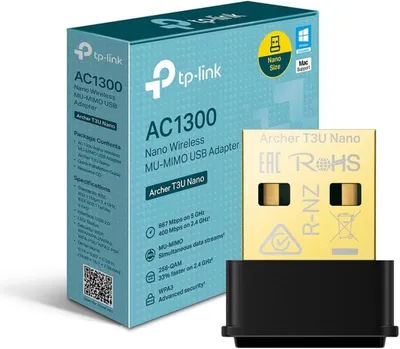 Image de Adaptateur réseau USB, carte Wi-Fi double bande sans fil AC1300 Mbps, format nano