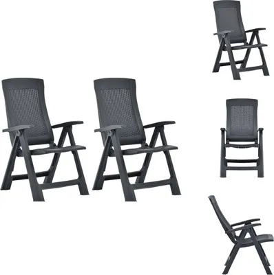 Immagine prodotto di vidaXL Sedie da giardino regolabili 2 pz. Plastica antracite - Sedie da giardino