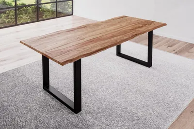Produktbild von Baumkantentisch 220x100cm Naturbelassen Schwarz MAILAND