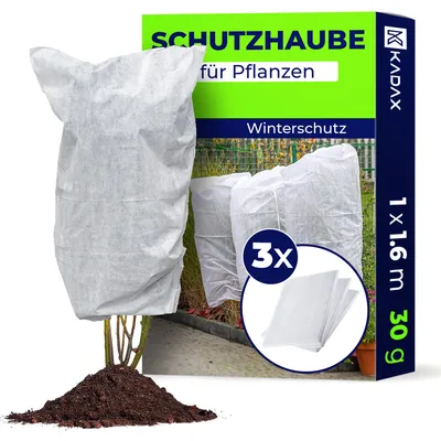 Produktbild von KADAX Pflanzenschutzhaube 100 x 160 cm, 3er Set, Schutzhaube für Pflanzen im Winter, Winterschutzhaube aus Vlies 30 g/m², Winterschutz für Kübelpflanzen, Kälteschutz