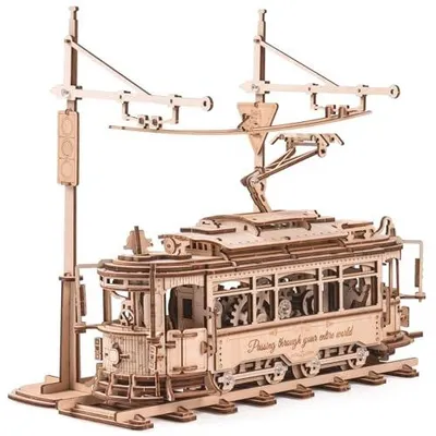 Zdjęcie produktu dla Puzzle 3D drewniane tramwaj mechaniczny model do budowania dla dorosłych
