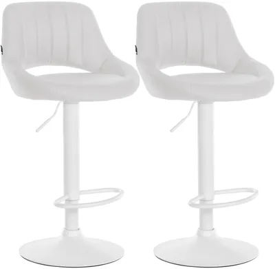 Produktbild von CLP 2er Set Barhocker Milet Kunstleder höhenverstellbar drehbar mit Rückenlehnen weiß Material Gestell Metall matt weiss
