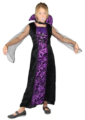 Produktbild von Vampirkleid elegant Gräfin Mädchen Kostüm lila, Größe:146/152