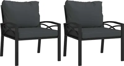 Produktbild von vidaXL Gartenstühle mit Grauen Kissen 2 Stk. 68x76x79 cm Stahl